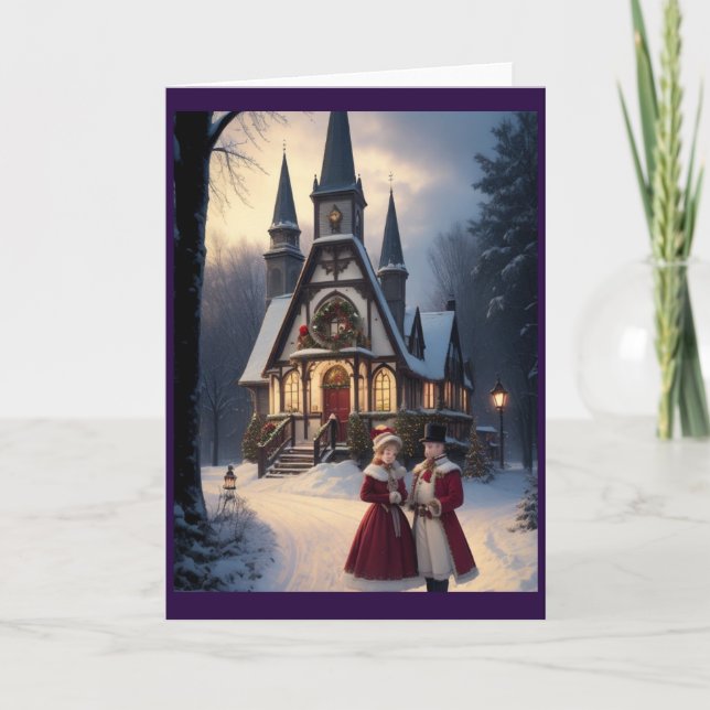 Viktorianisches Vintages Retro-Weihnachten Feiertagskarte (Vorderseite)