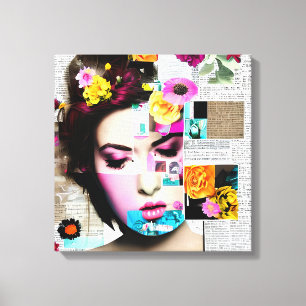 Viktorianisches weibliches Papier Collage Effect A Leinwanddruck