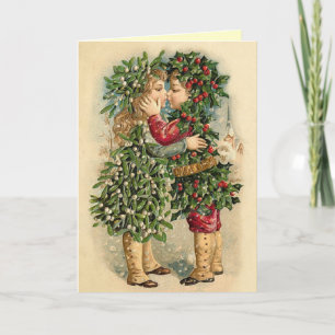 Viktorianisches Weihnachten küsst Karte