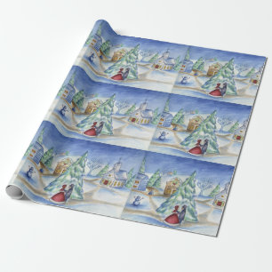 Viktorianisches Weihnachtsdorf-Geschenkpapier Geschenkpapier