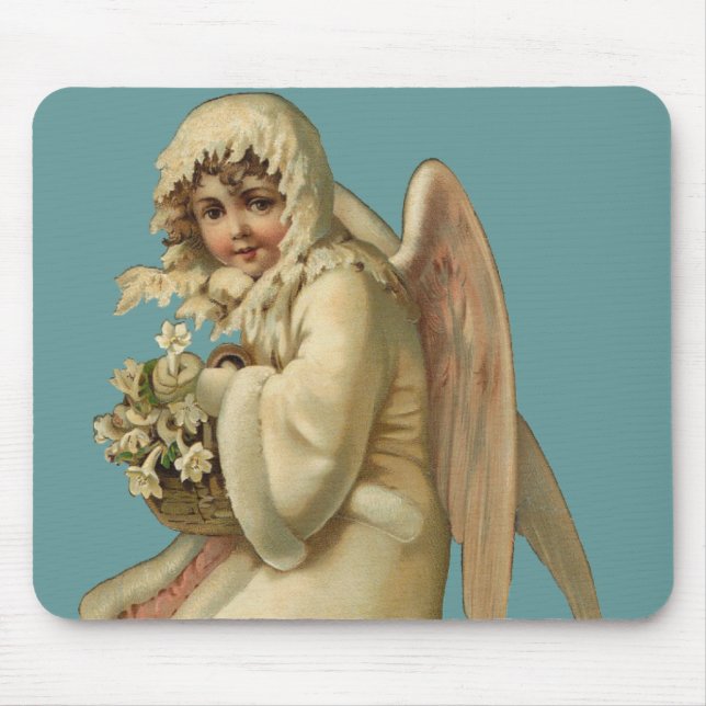 Viktorianisches Weihnachtsengels-Mädchen Mousepad (Vorne)