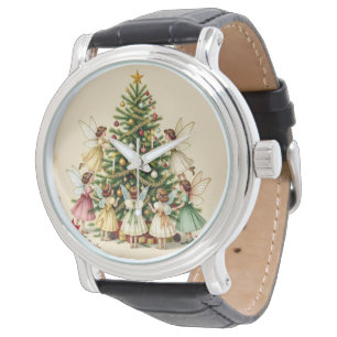 Viktorianisches Weihnachtsfeen-Treffen Armbanduhr