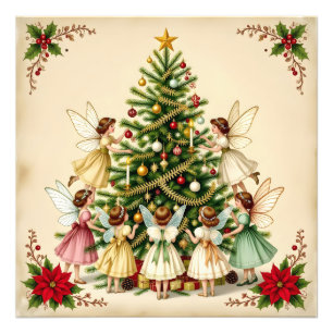 Viktorianisches Weihnachtsfeen-Treffen Fotodruck