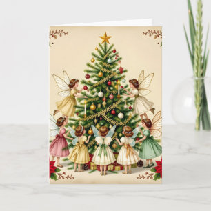 Viktorianisches Weihnachtsfeen-Treffen Karte