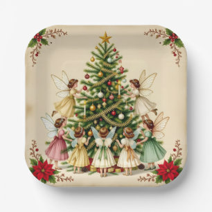 Viktorianisches Weihnachtsfeen-Treffen Pappteller