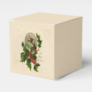 Viktorianisches Weihnachtskitten im antik getigert Geschenkschachtel