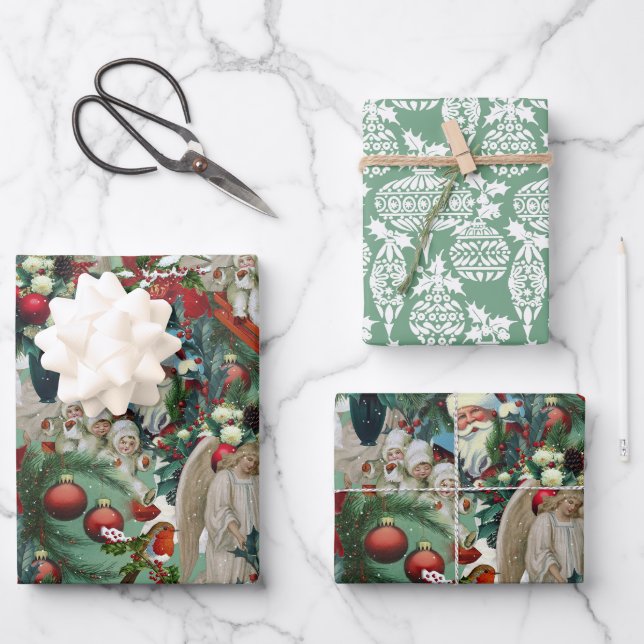 Viktorianisches Weihnachtsportrait Geschenkpapier Set (Vorderseite)