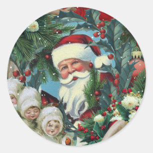 Viktorianisches Weihnachtsporträt Runder Aufkleber