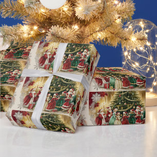 Viktorianisches Weihnachtstreffen nahe dem Weihnac Geschenkpapier