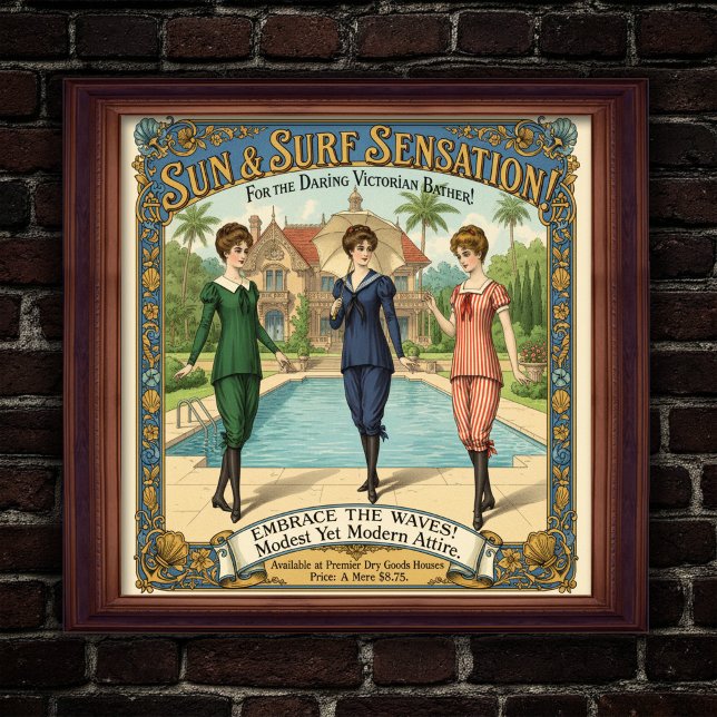 viktorianisches Werbeplakat für Swimwear der 1890e Poster (Von Creator hochgeladen)