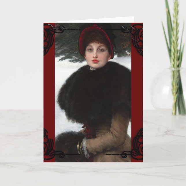 Viktorianisches Winterportrait Vintag Karte (Vorderseite)