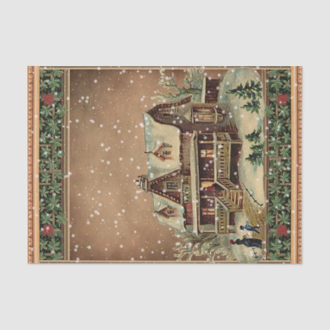 Viktorianisches Winterzellenpapier Seidenpapier (Vorderseite)