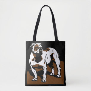 Viktorianisches Woodcut English Bulldog auf Bag Tasche