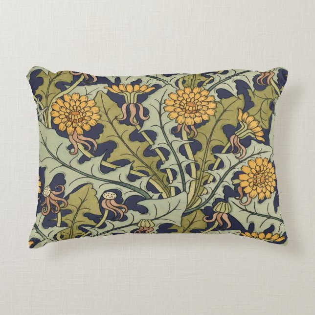 Viktorianisches Zeitalter Jugendstil-Leuchte Blume Dekokissen (Vorderseite)