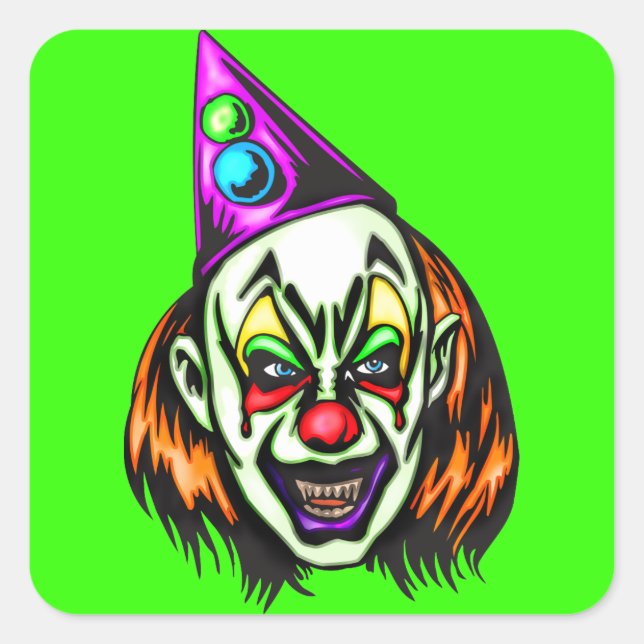 Vile Evil Clown Quadratischer Aufkleber (Vorderseite)