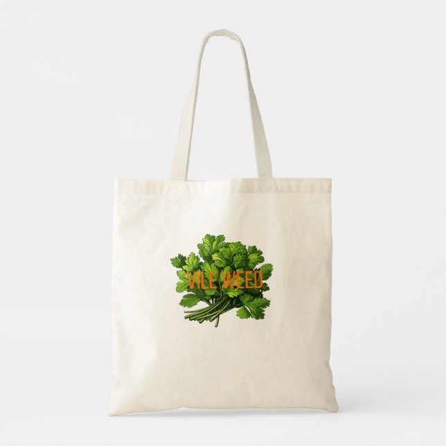 Vile Weed - Funny Anti-Cilantro Throw Kissen Tragetasche (Rückseite)