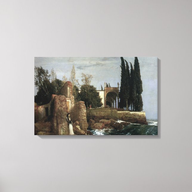 Villa am Meer by Arnold Bocklin, Symbolische Kunst Leinwanddruck (Vorderseite)