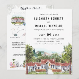 Villa dei Cedri | Illustriertes Hochzeitstag Einladung