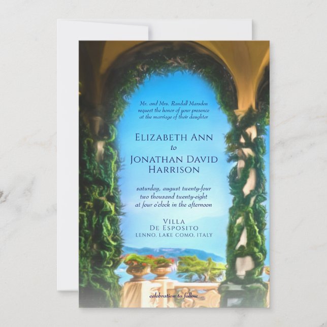 Villa Saroli Hochzeit in Urlaubsort Einladung (Vorderseite)