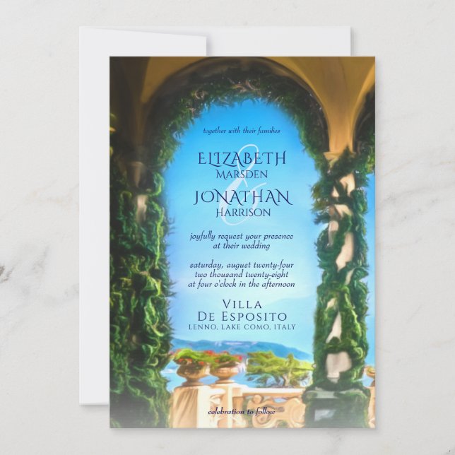 Villa Saroli Hochzeit in Urlaubsort Einladung (Vorderseite)