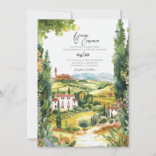 Villa Toskana Italien Hochzeit Zielort Einladung (Vorderseite)