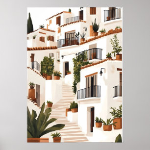 Village blanc d'Andalousie Espagne Art mural côtie