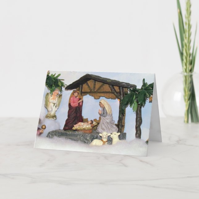 Village Creche Weihnachtskarte Feiertagskarte (Vorderseite)