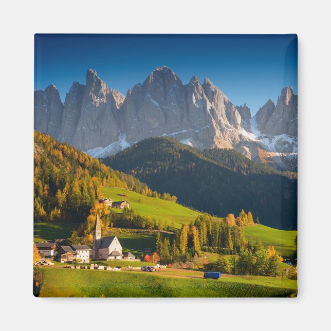 Village de Dolomites en automne aimant souvenir (Devant)