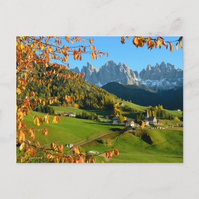 Village de Dolomites en automne carte postale (Devant)