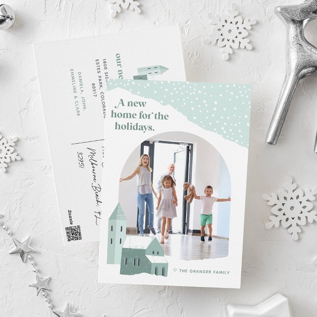 Village de neige | Photo Holiday Moving Faire-part (Créateur téléchargé)