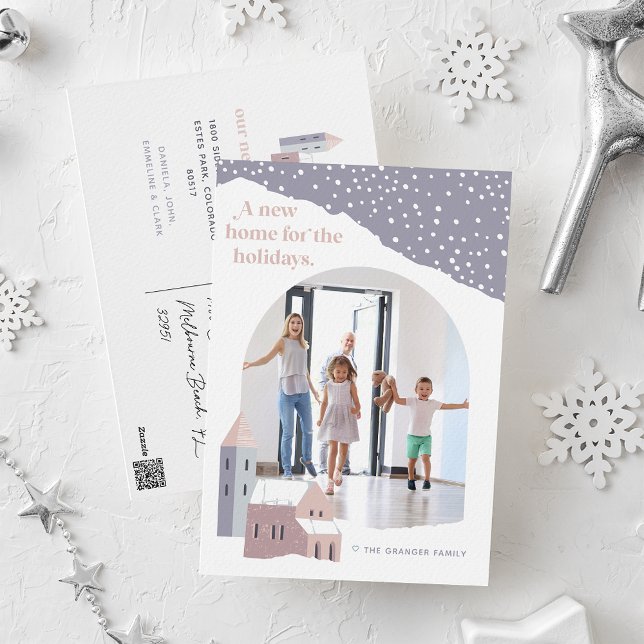 Village de neige | Photo Holiday Moving Faire-part (Créateur téléchargé)