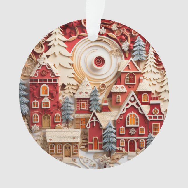 Village de Noël 3d rouge et or (devant)