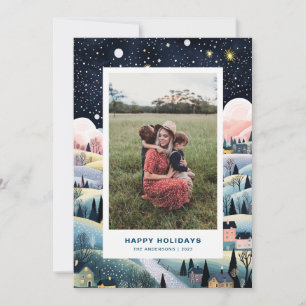 Village de Noël Deux photos Carte de Noël