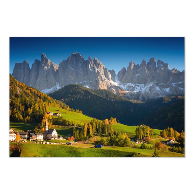 Village des Dolomites en automne photo imprimer (Devant)