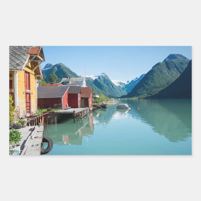 Village du Fjæ et un autocollant du rectangle du f (Devant)