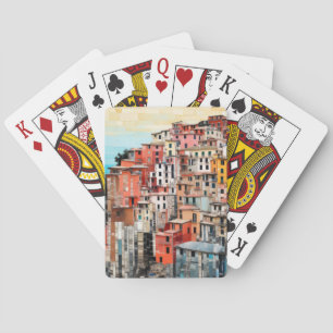 Village Landschaft Art Deco Paint Mosaik Spielkarten