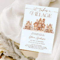Village Snowy Winter Boy Baby Dusche