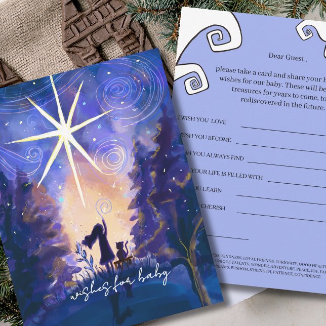 Village Starry Night Wishes for Baby Activity Card Einladung (Village Starry Night Wishes for Baby Activity Card)