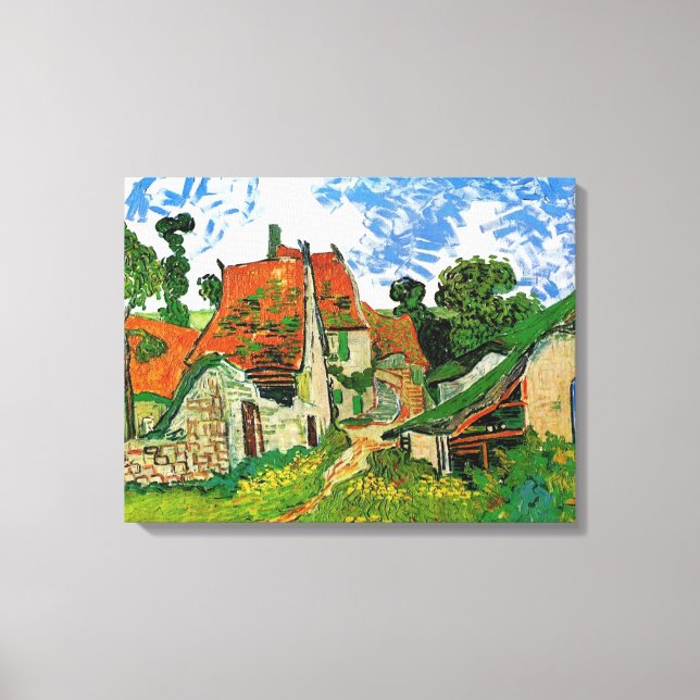 Village Street in Auvers, Vincent van Gogh Leinwanddruck (Vorderseite)