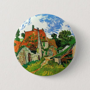 Village Street in Auvers von Vincent Van Gogh Button