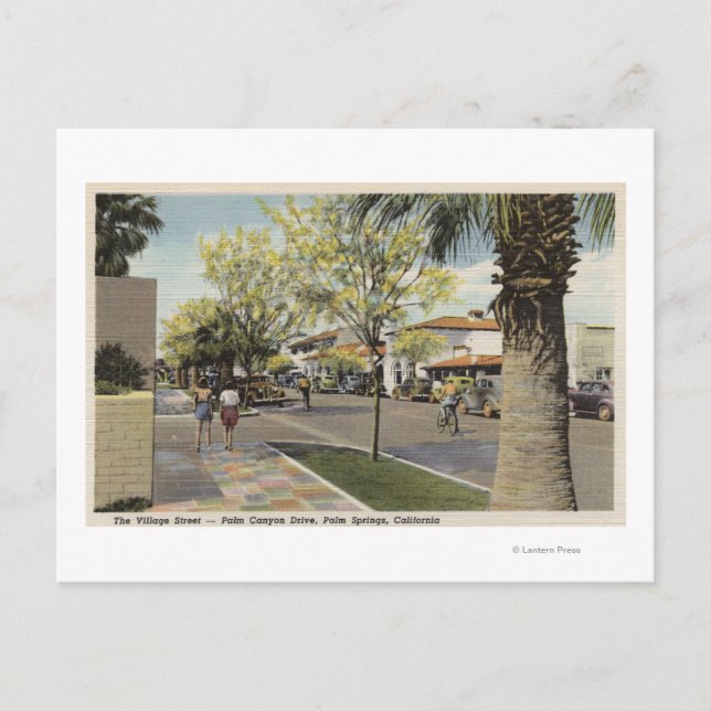 Village Street, Palm Canyon Drive Postkarte (Vorderseite)