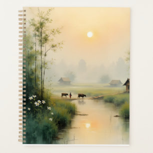 Village vietnamien sous la brume matinale - Art à
