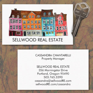 Village Watercolor Real Anwesen Broker Agent Lease Visitenkarte