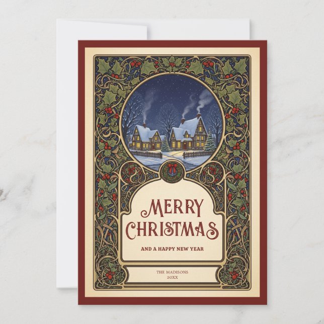 Village Weihnachten Jugendstil Vintager Urlaub (Vorderseite)