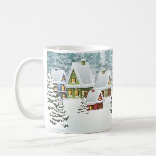 Village Winterlandschaft mit schneebedeckten Häus Kaffeetasse