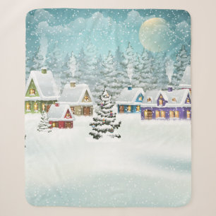 Village Winterlandschaft mit schneebedeckten Häus Sherpadecke