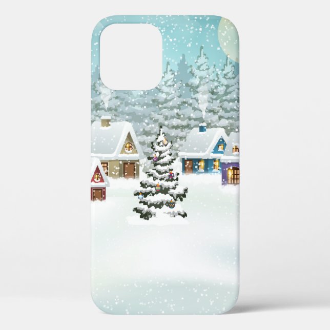 Village Winterlandschaft mit schneebedeckten Häuse Case-Mate iPhone Hülle (Rückseite)