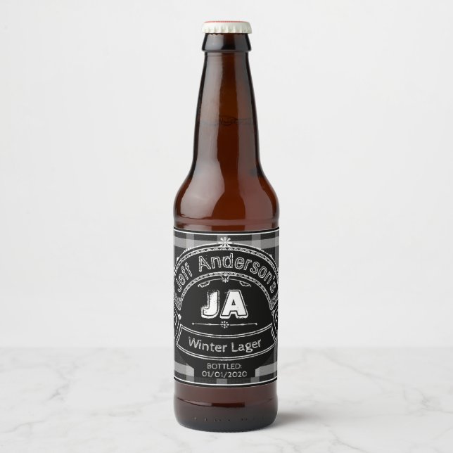 Villard Briefmarke Zuhause Brew Label auf kariert Bierflaschenetikett (Vorderseite)