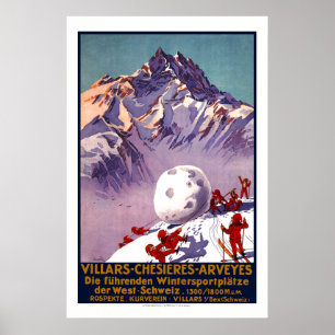 Villars, Suisse, affiche de Vintage voyage