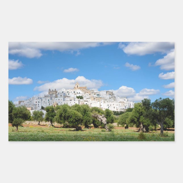 Ville blanche Ostuni, Pouilles autocollant rectang (Devant)